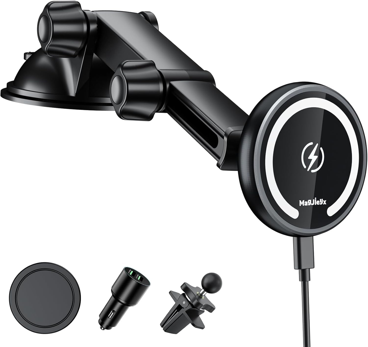 3-in-1 MagSafe Car Mount Charger - Magnetic Wireless Fast Charging iPhone Holder - Prema Time