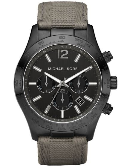 Michael Kors MK8188 Chronograph Watch Layton Nylon Grey Band - Designer Timepiece - PREMA TIME - Prema Time