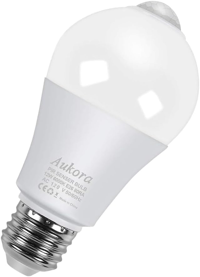 Motion Sensor Light Bulbs 4-Pack 12W E26 Dusk to Dawn Security LED Cold White - PREMA TIME - Prema Time