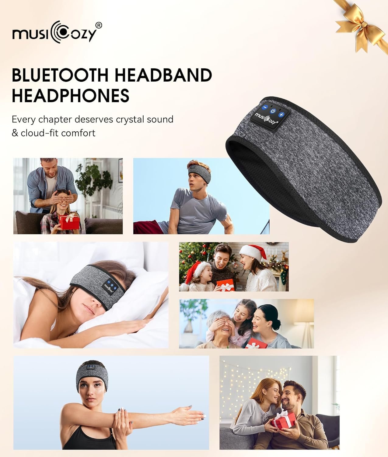 Sleep Headphones Bluetooth 5.4 Headband - Wireless Music Earbuds Eye Mask | PREMA TIME - Prema Time