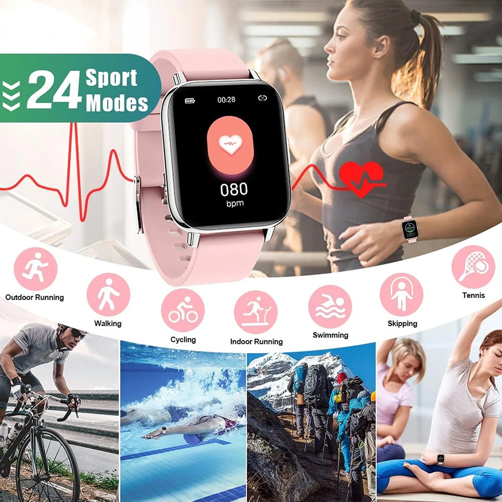 Nerunsa Smart Watch Fitness Tracker 1.69 Touch Screen Heart Rate Monitor Sleep Pedometer - PREMA TIME - Prema Time