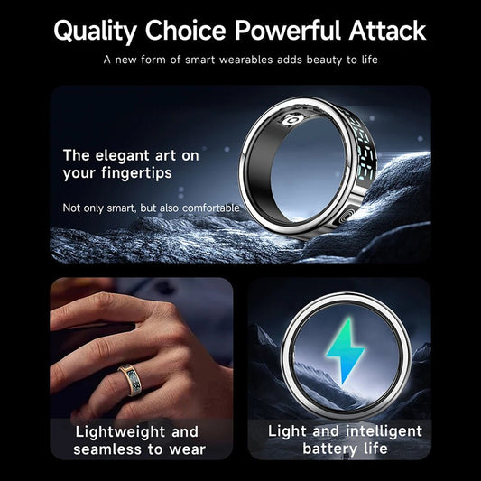 Smart Ring 5ATM Waterproof - Heart Rate Blood Oxygen Fitness Tracker Multi Sport - Prema Time