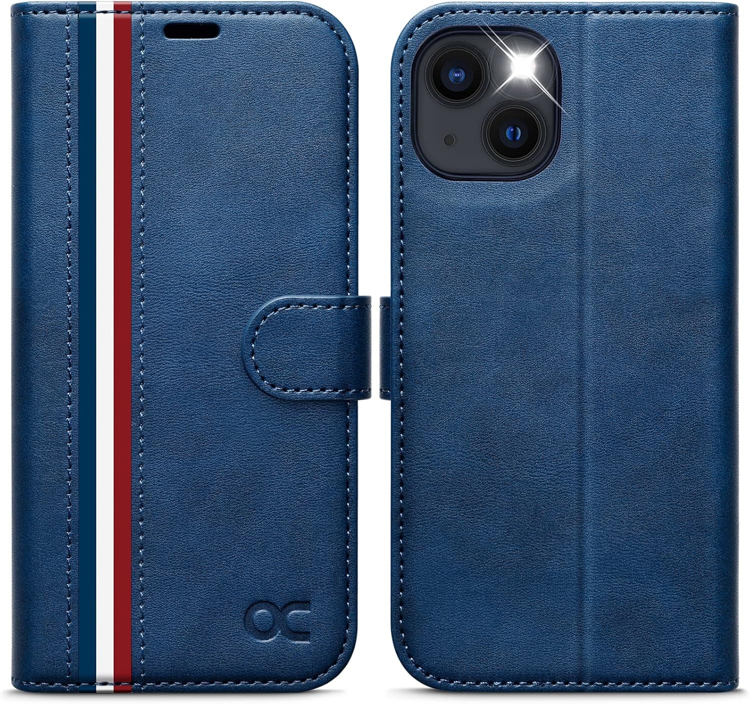 OCASE iPhone 13 Blue Wallet Case RFID Blocking Folio Kickstand - Prema Time
