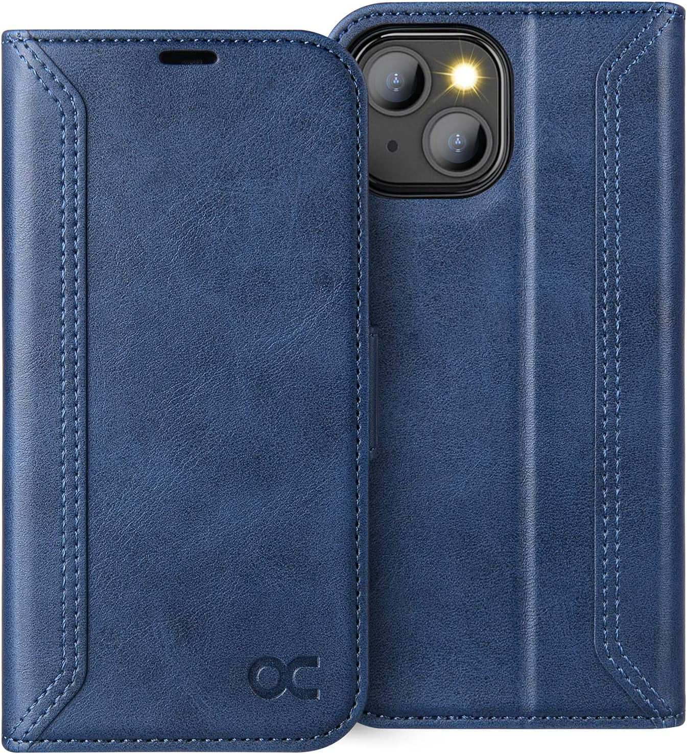 OCASE iPhone 13 Blue Wallet Case RFID Blocking Folio Kickstand - Prema Time
