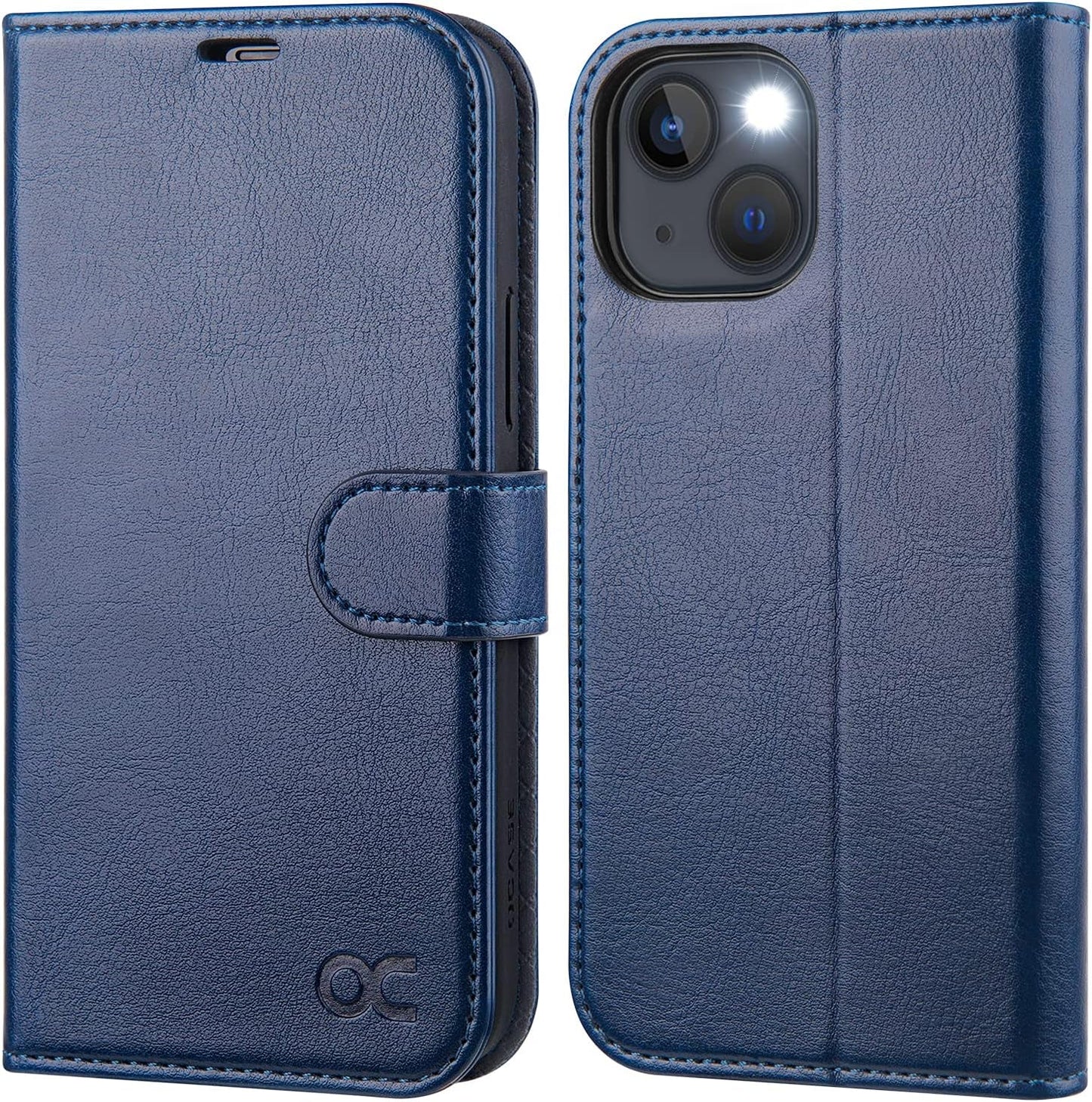 OCASE iPhone 13 Blue Wallet Case RFID Blocking Folio Kickstand - Prema Time