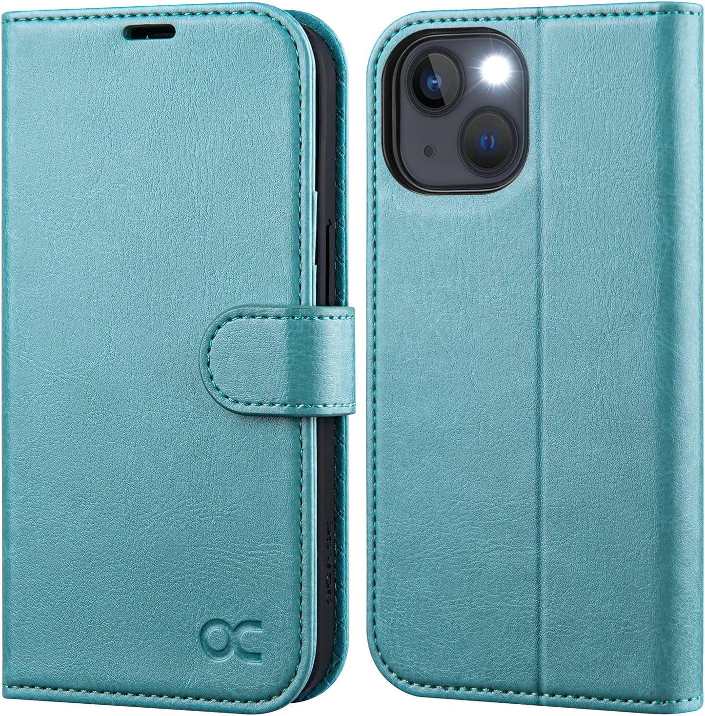OCASE iPhone 13 Blue Wallet Case RFID Blocking Folio Kickstand - Prema Time