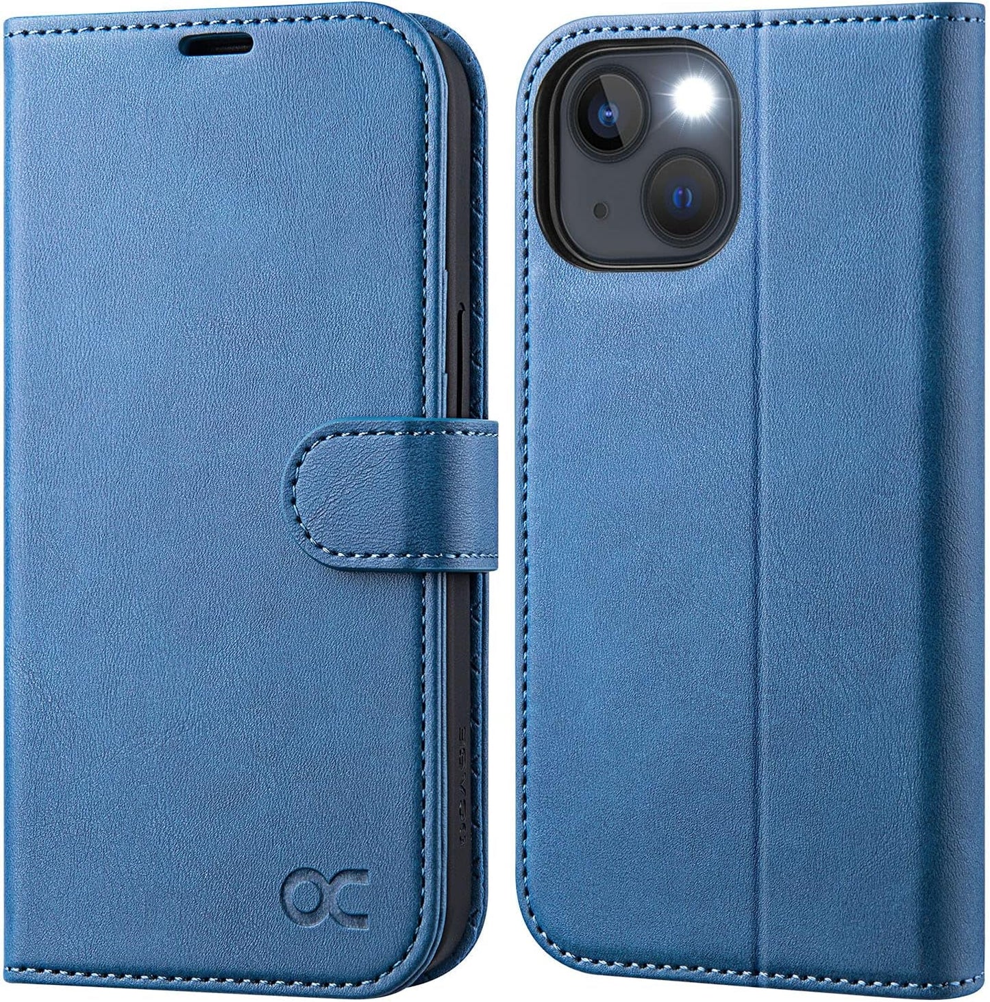 OCASE iPhone 13 Blue Wallet Case RFID Blocking Folio Kickstand - Prema Time