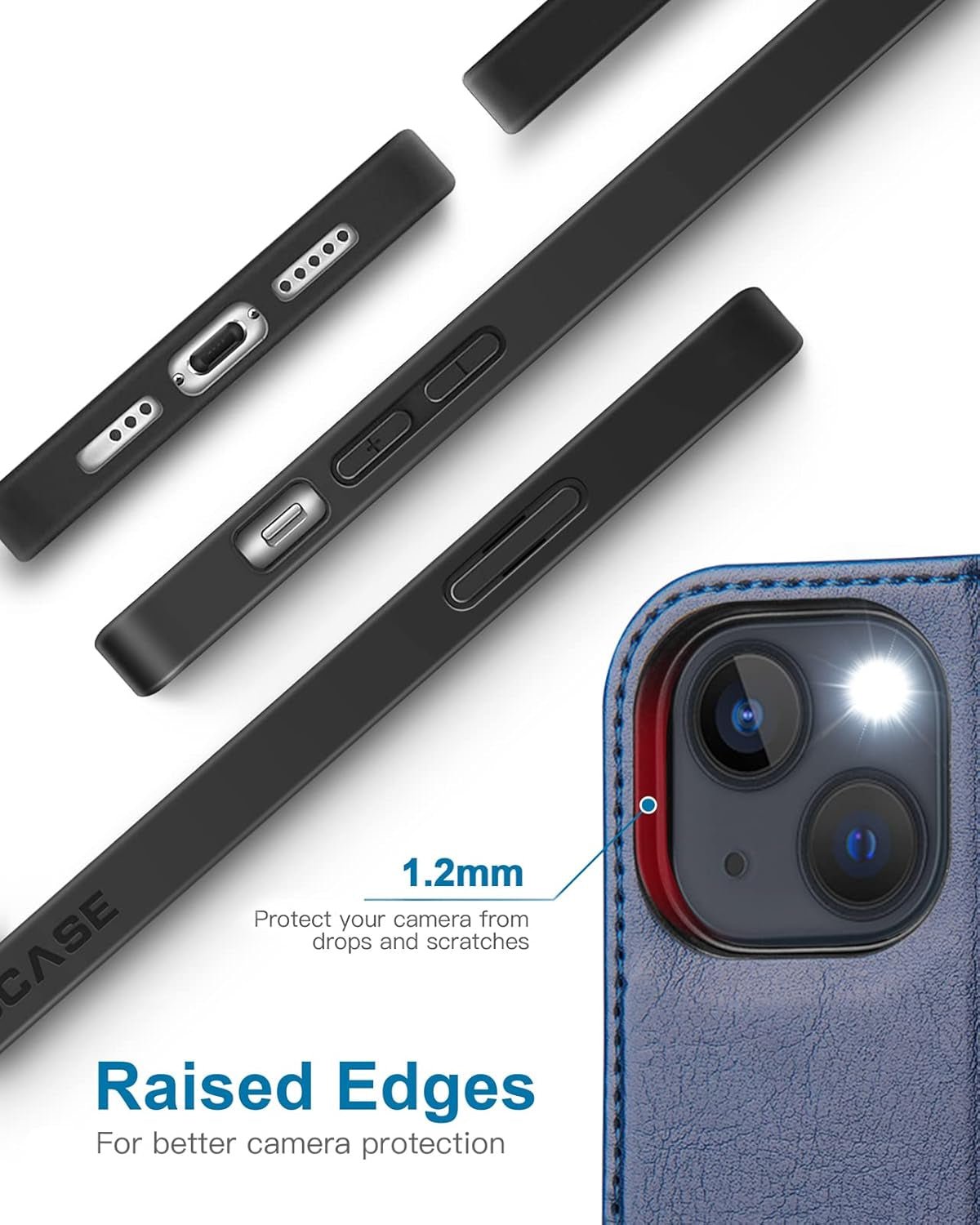 OCASE iPhone 13 Blue Wallet Case RFID Blocking Folio Kickstand - Prema Time