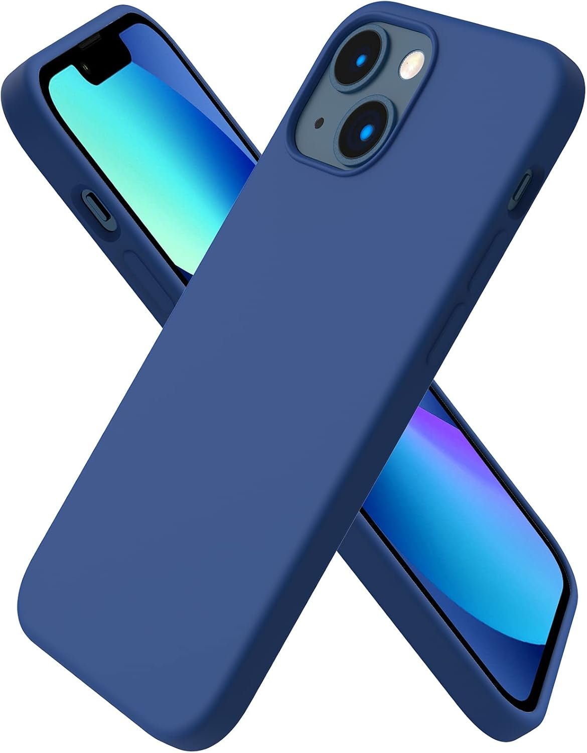 ORNARTO iPhone 13 Mini Slim Liquid Silicone Case - Midnight Blue - Prema Time