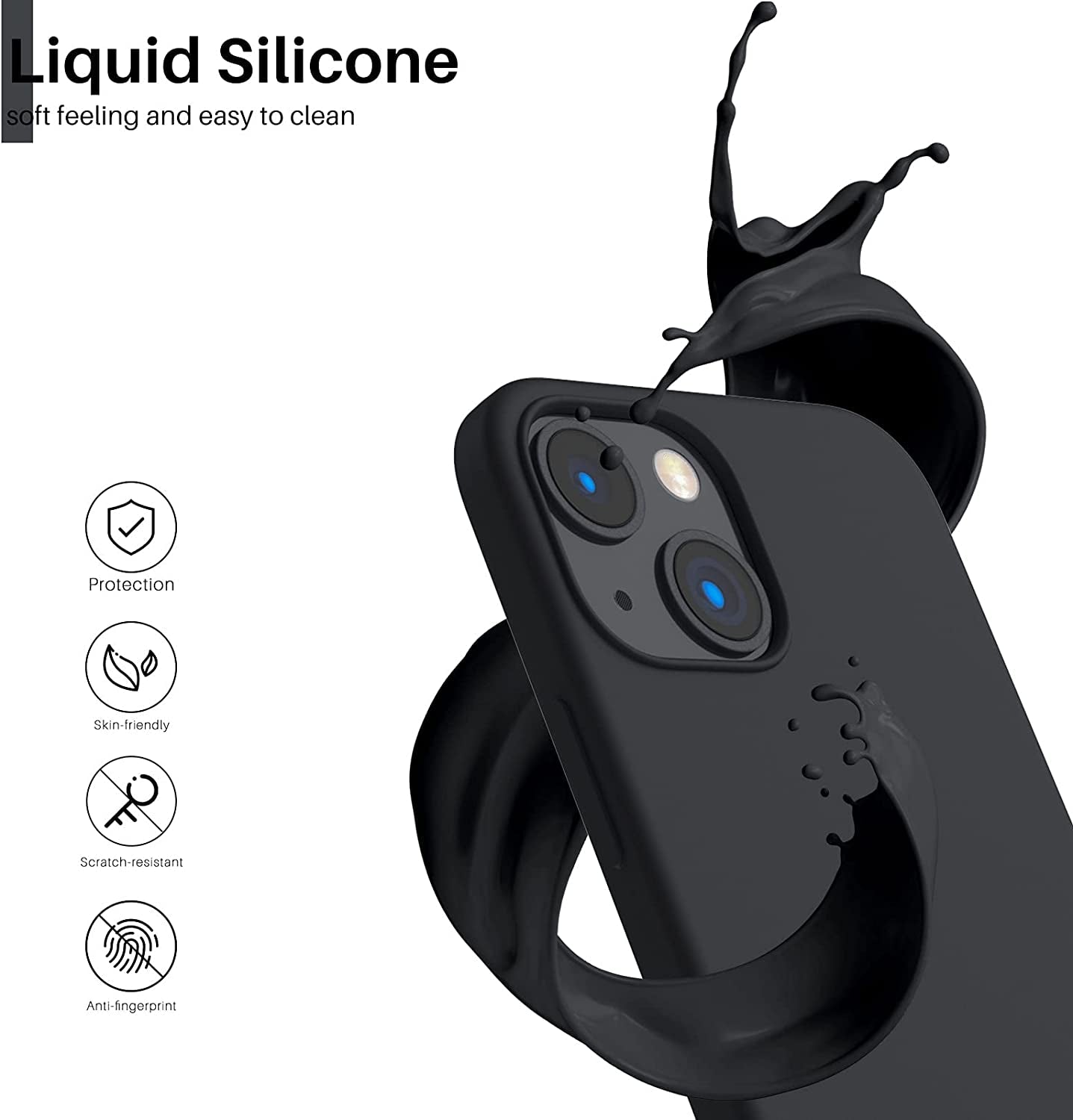 ORNARTO iPhone 13 Mini Slim Liquid Silicone Case - Midnight Blue - Prema Time