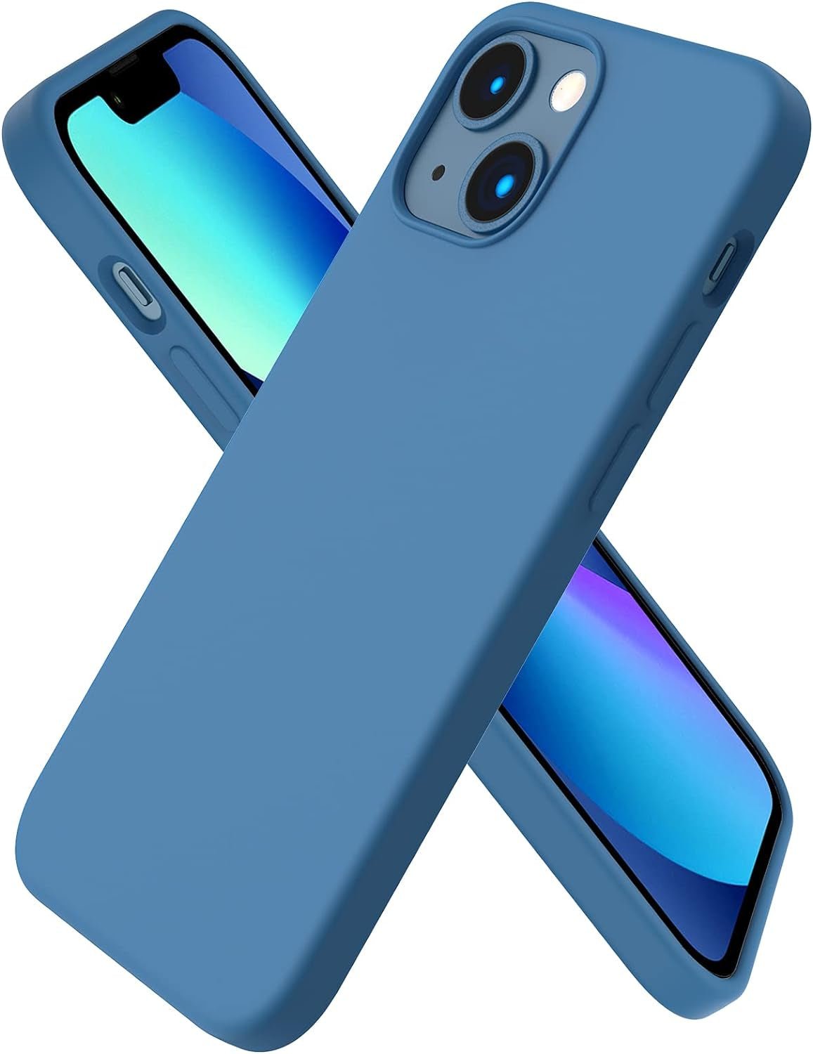 ORNARTO iPhone 13 Mini Slim Liquid Silicone Case - Midnight Blue - Prema Time