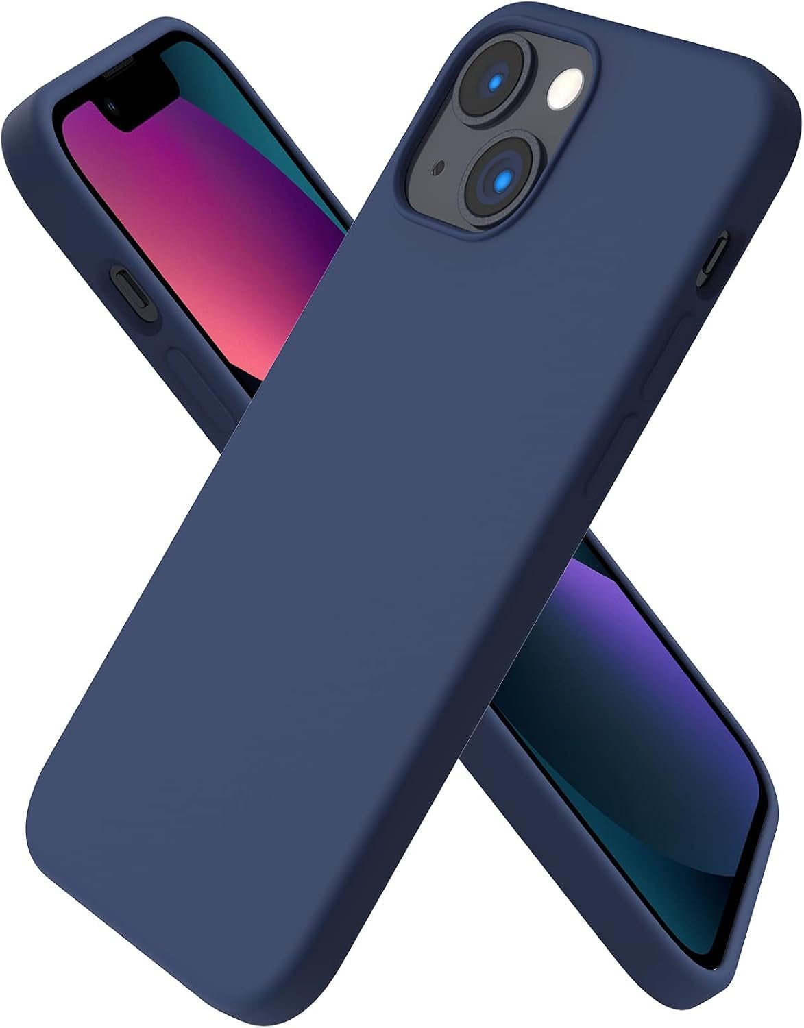 ORNARTO iPhone 13 Mini Slim Liquid Silicone Case - Midnight Blue - Prema Time