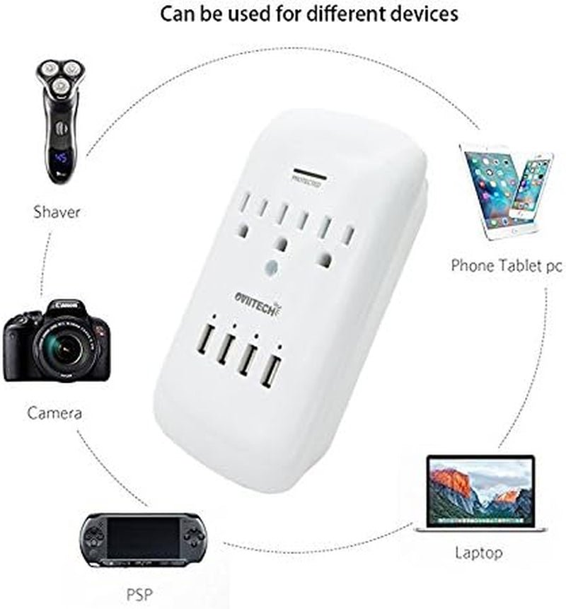 Multi Outlet Wall Adapter - 4 USB Ports 3 Outlets Surge Protector | PREMA TIME - Prema Time
