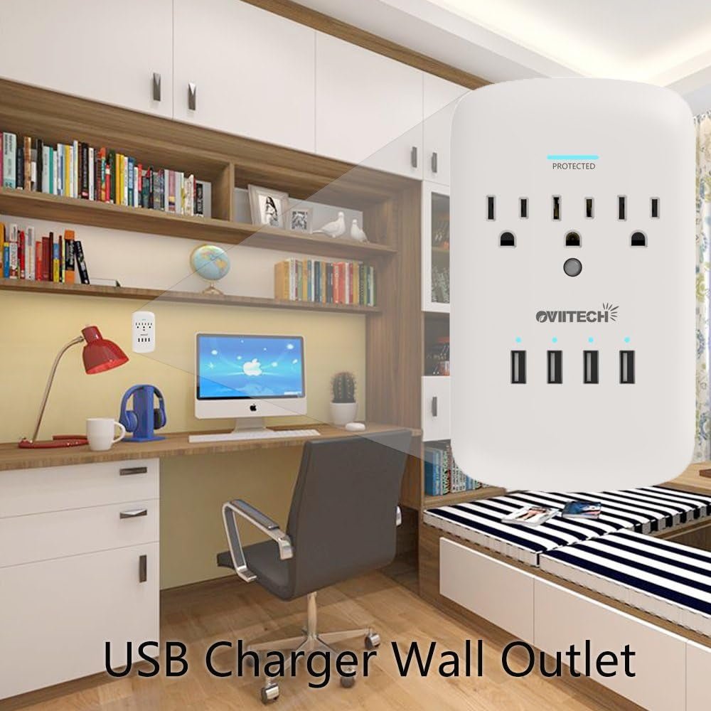 Multi Outlet Wall Adapter - 4 USB Ports 3 Outlets Surge Protector | PREMA TIME - Prema Time