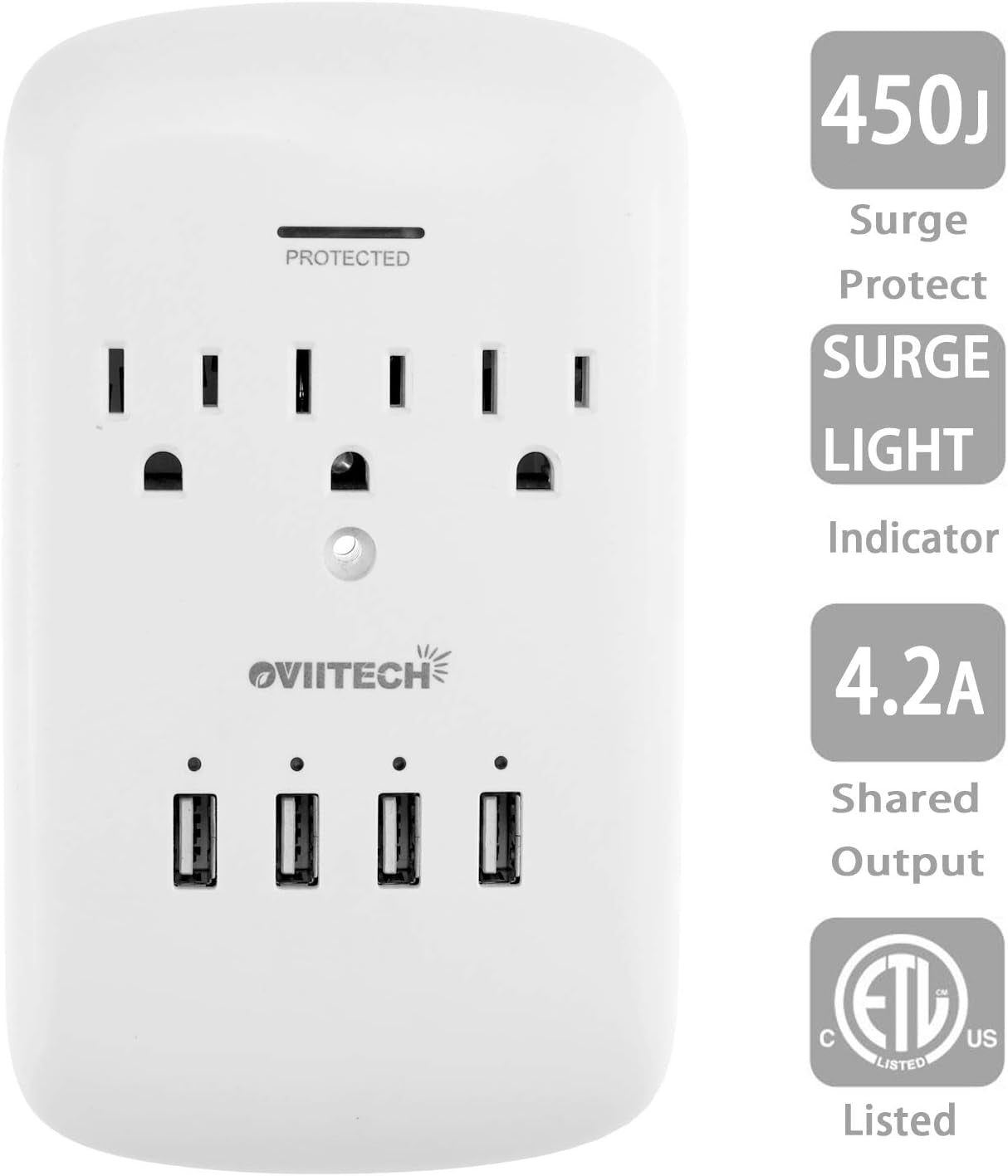 Multi Outlet Wall Adapter - 4 USB Ports 3 Outlets Surge Protector | PREMA TIME - Prema Time
