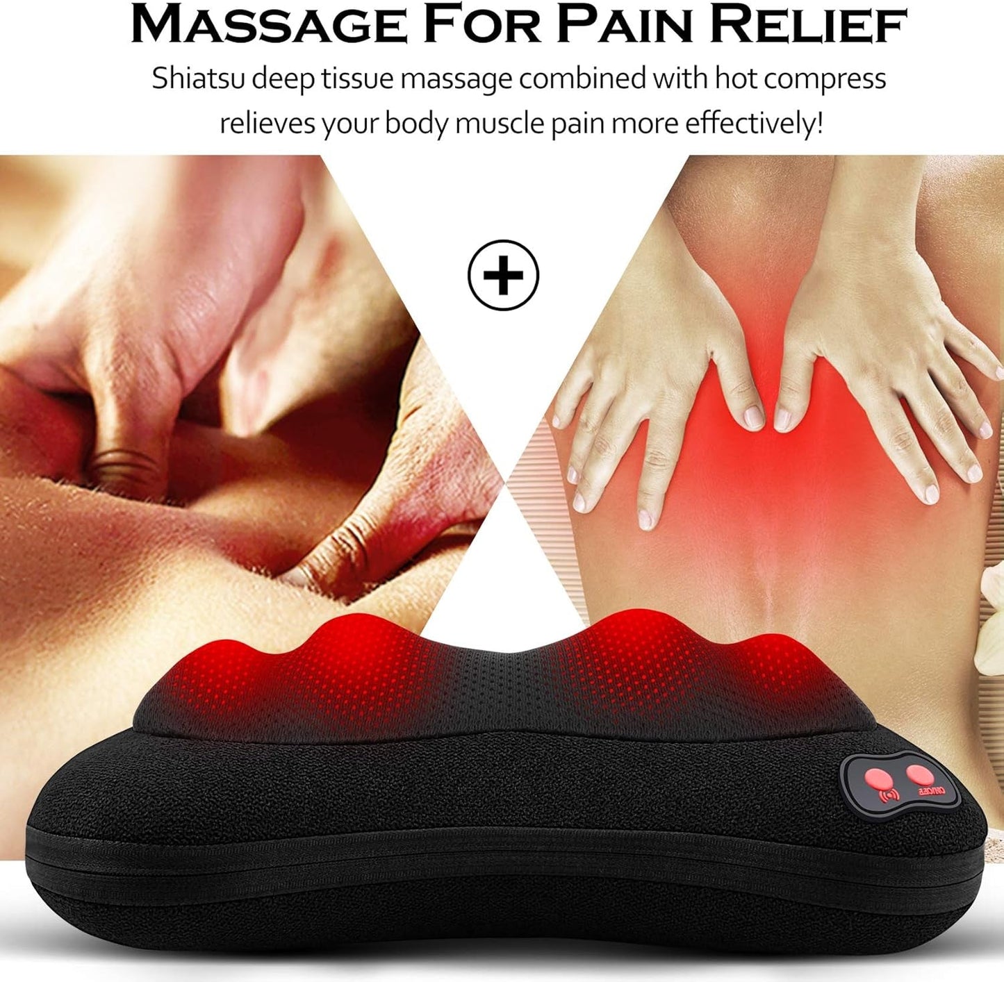 Papillon Shiatsu Massage Pillow - Heat Therapy for Deep Muscle Comfort - Prema Time