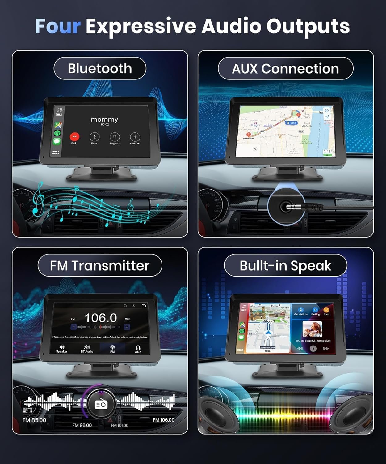 Podofo 7" Car Stereo with Wireless CarPlay & Android Auto - Prema Time