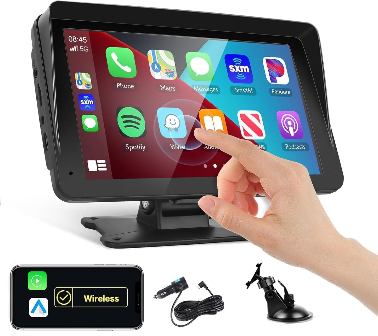 Podofo 7" Car Stereo with Wireless CarPlay & Android Auto - Prema Time