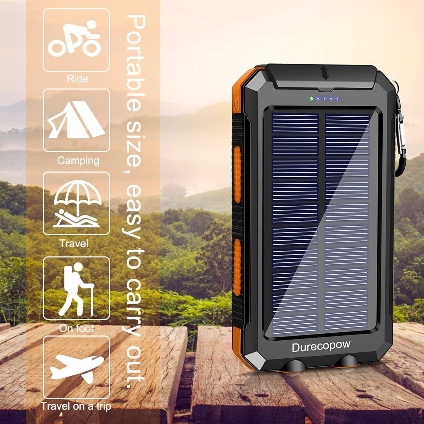 Solar Power Bank 20000mAh Waterproof - USB-C Charging Camping LED - PREMA TIME - Prema Time