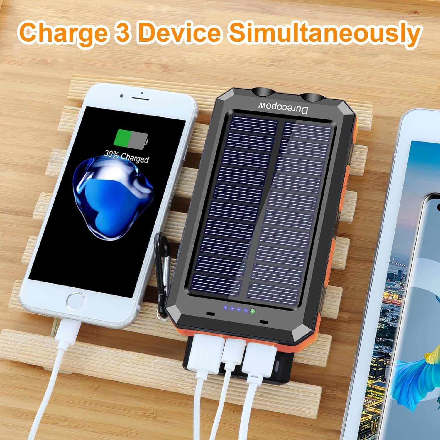 Solar Power Bank 20000mAh Waterproof - USB-C Charging Camping LED - PREMA TIME - Prema Time
