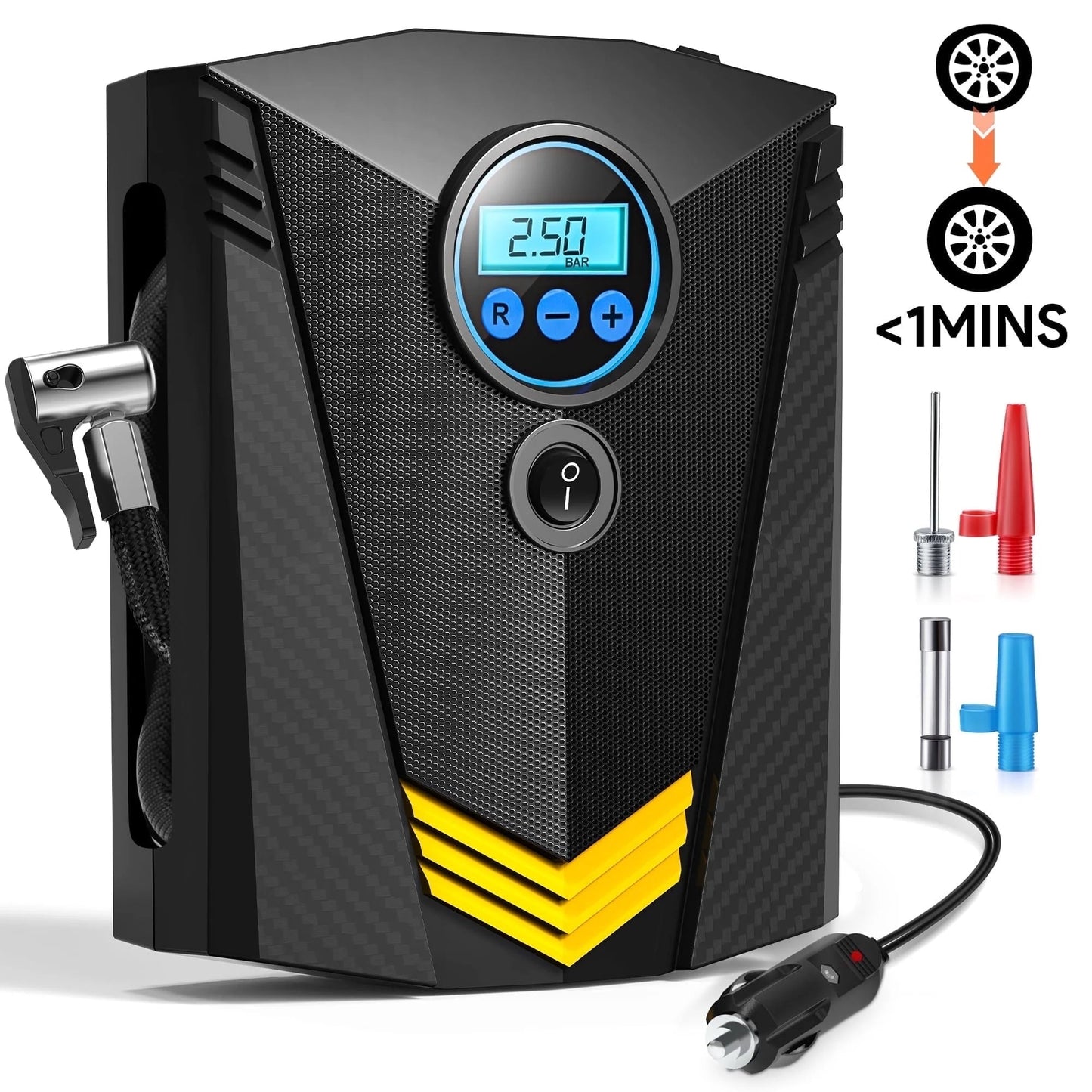 Qunler 12V Portable Tire Inflator Air Compressor with Fast Inflation & Digital Display - PREMA TIME - Prema Time