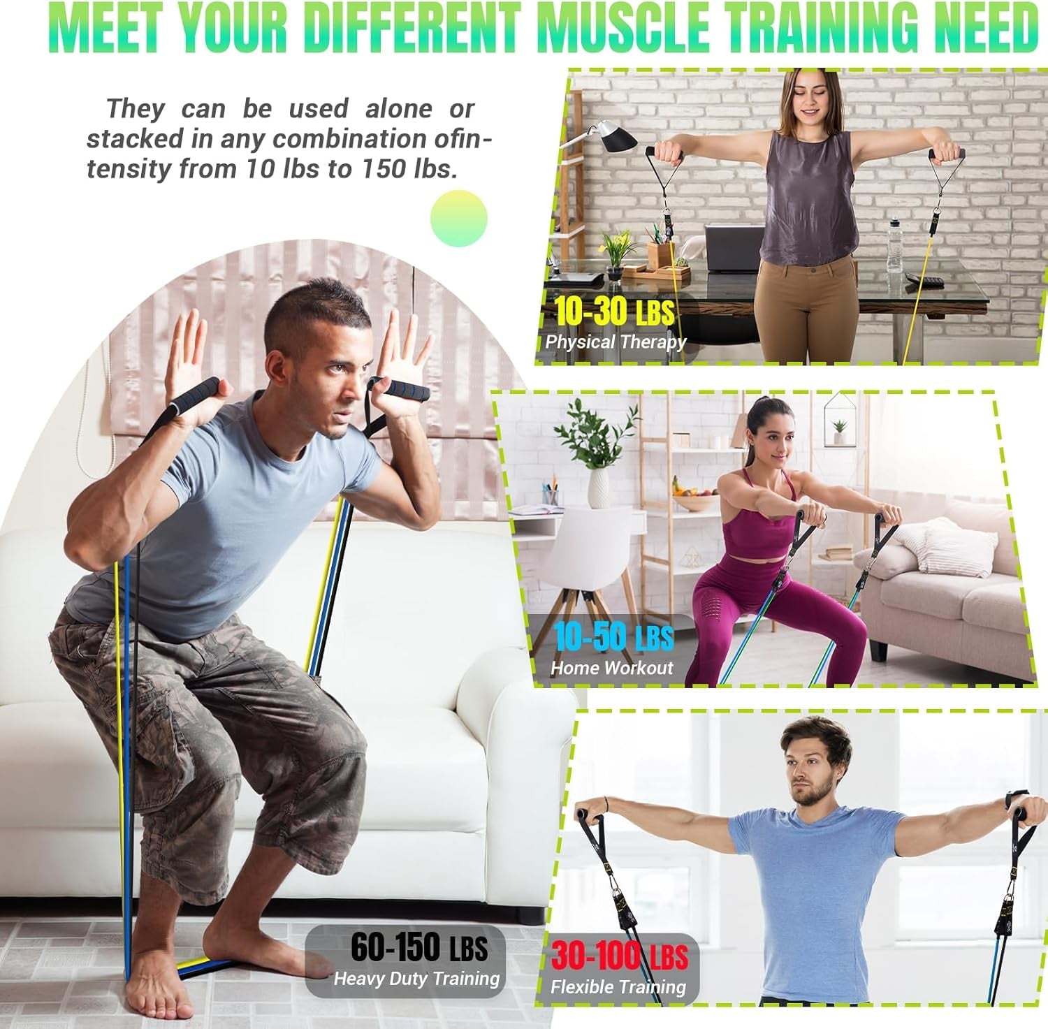 Complete Home Gym Resistance Bands Set - PREMA TIME - Prema Time