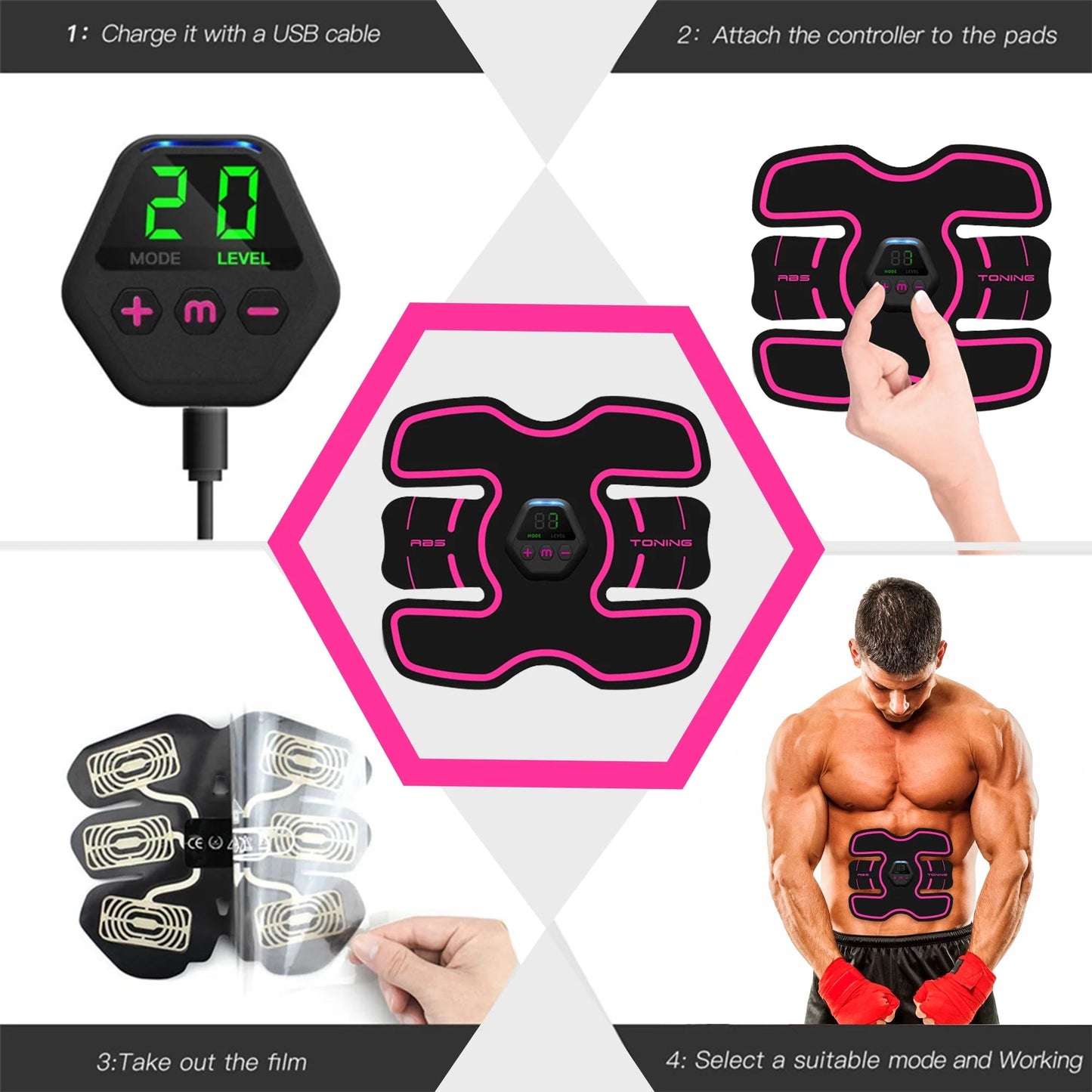 Richgv Abs Stimulator Electric Muscle Toner Abdominal Training Belt - PREMA TIME - Prema Time