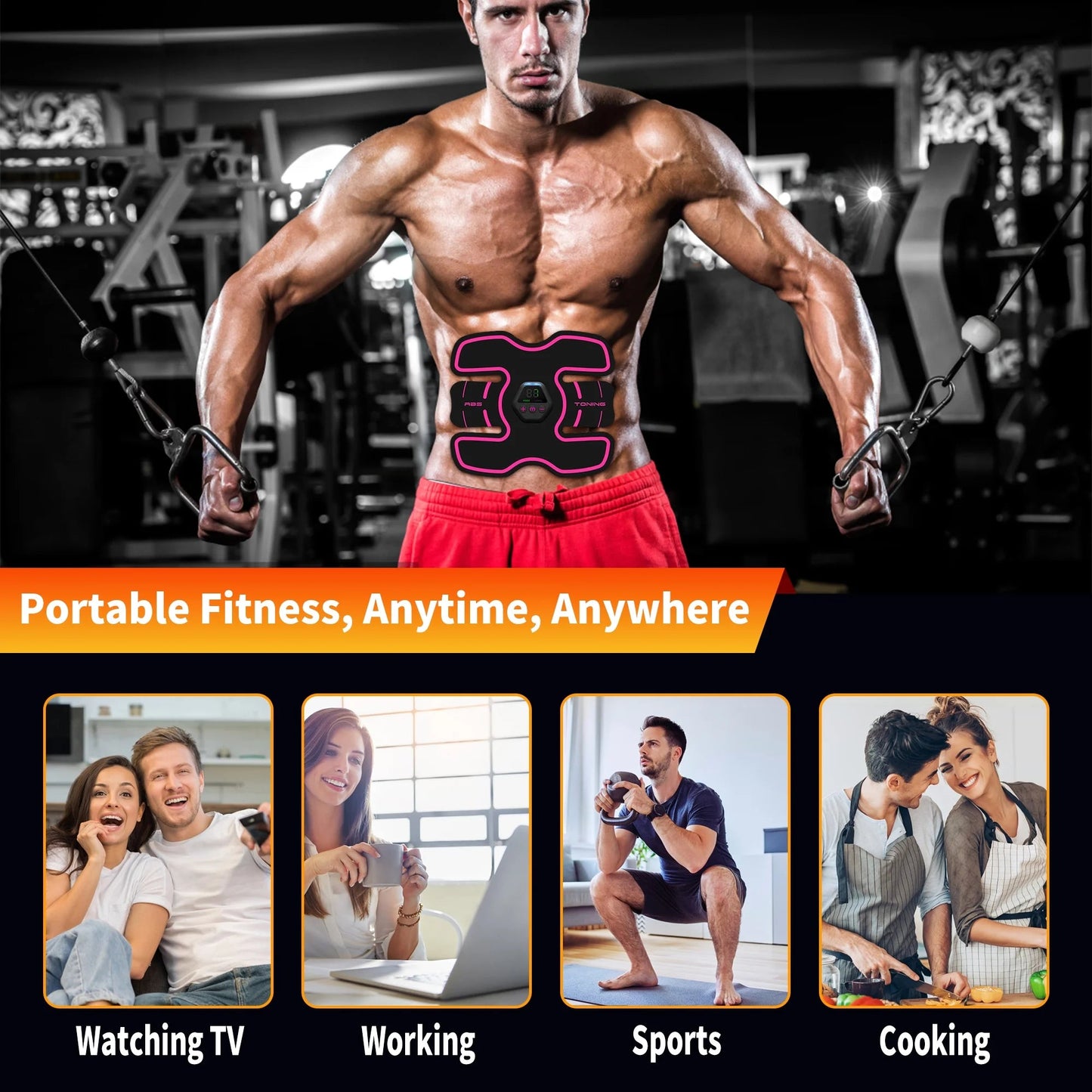 Richgv Abs Stimulator Electric Muscle Toner Abdominal Training Belt - PREMA TIME - Prema Time