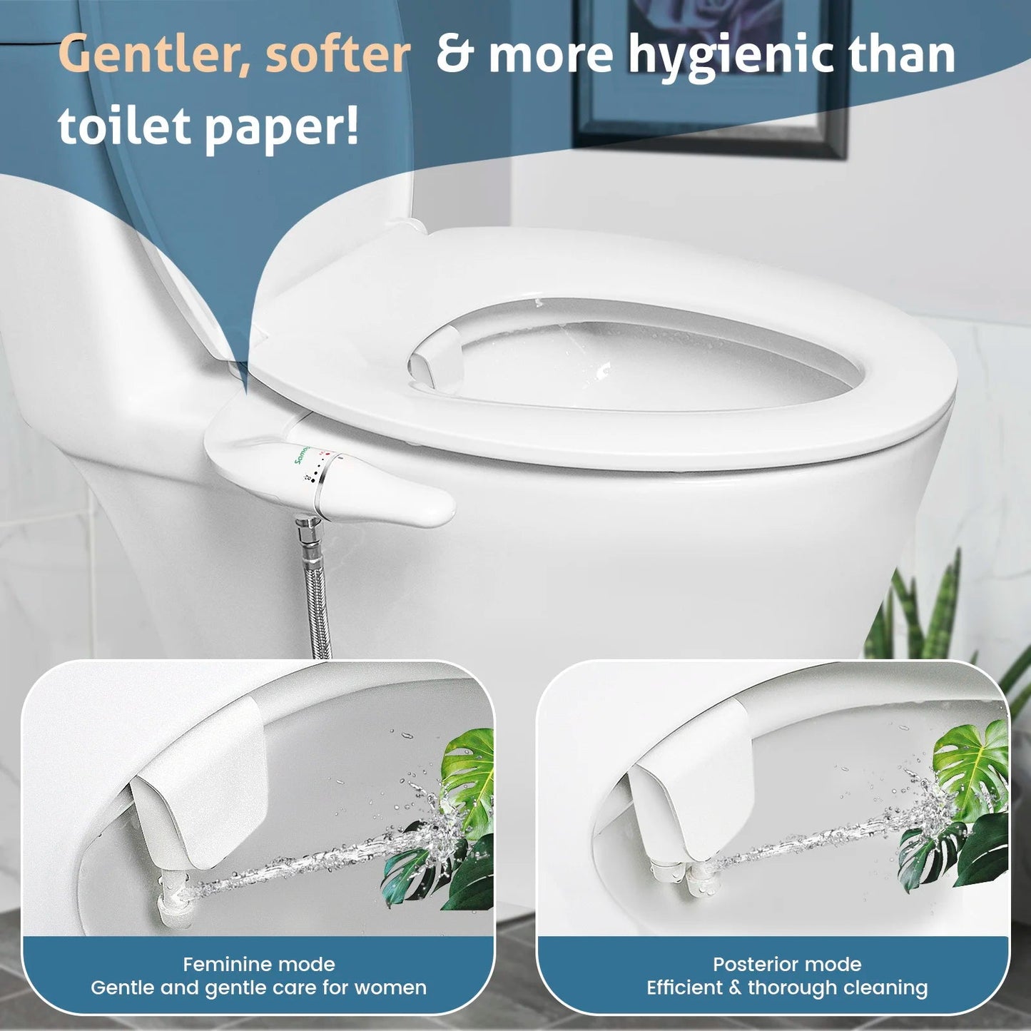 Ultra Slim Dual Nozzle Bidet Attachment - Non-Electric Toilet Sprayer - Prema Time