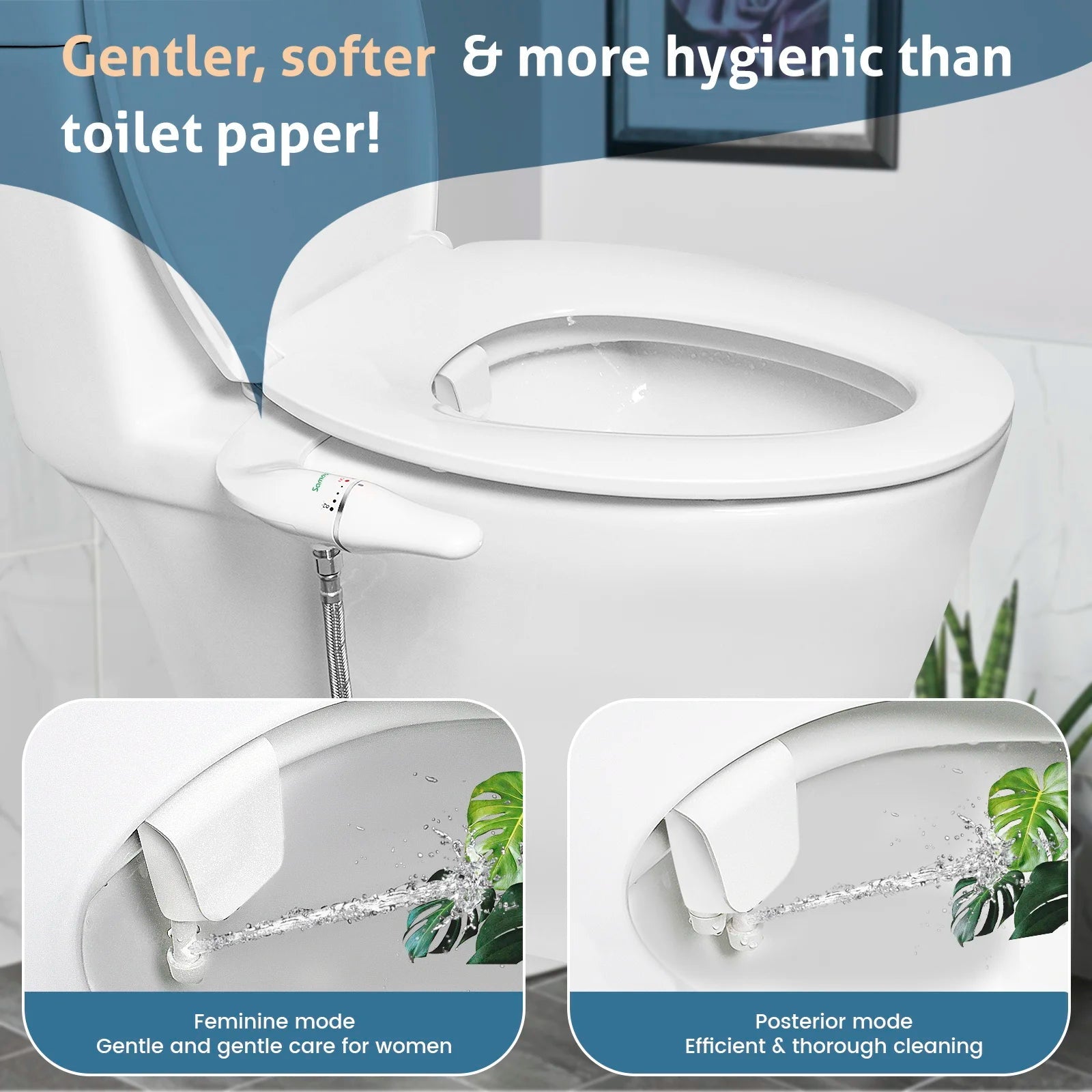 Ultra Slim Dual Nozzle Bidet Attachment - Non-Electric Toilet Sprayer - Prema Time