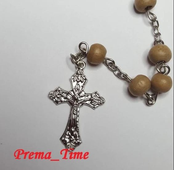 Scented Rosary Necklace Light Brown Rose Scented - Catholic Prayer Beads - PREMA TIME - Prema Time