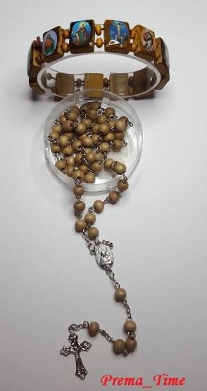 Scented Rosary Necklace Light Brown Rose Scented - Catholic Prayer Beads - PREMA TIME - Prema Time