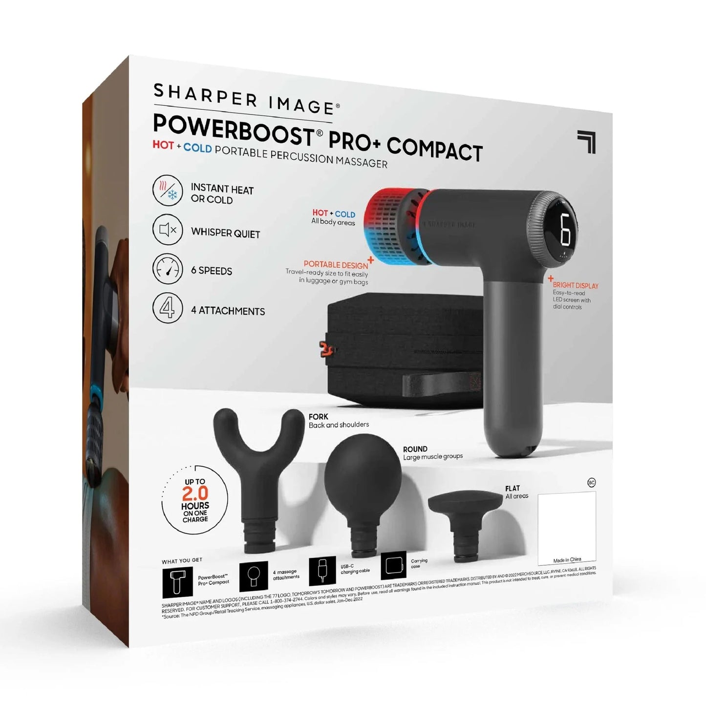 Sharper Image Powerboost Pro+ Hot Cold Percussion Massager 6 Speed 4 Heads - PREMA TIME - Prema Time