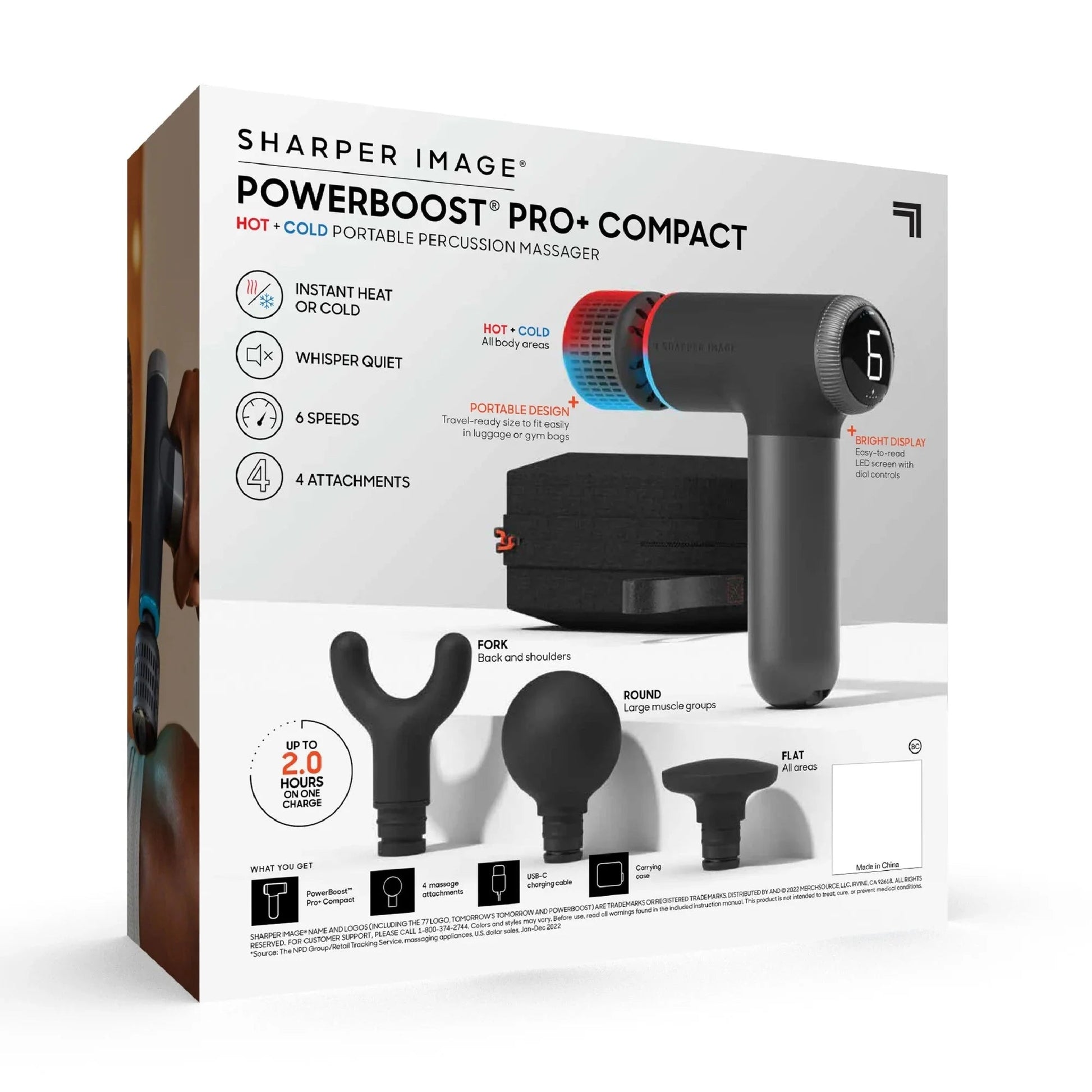 Sharper Image Powerboost Pro+ Hot Cold Percussion Massager 6 Speed 4 Heads - PREMA TIME - Prema Time