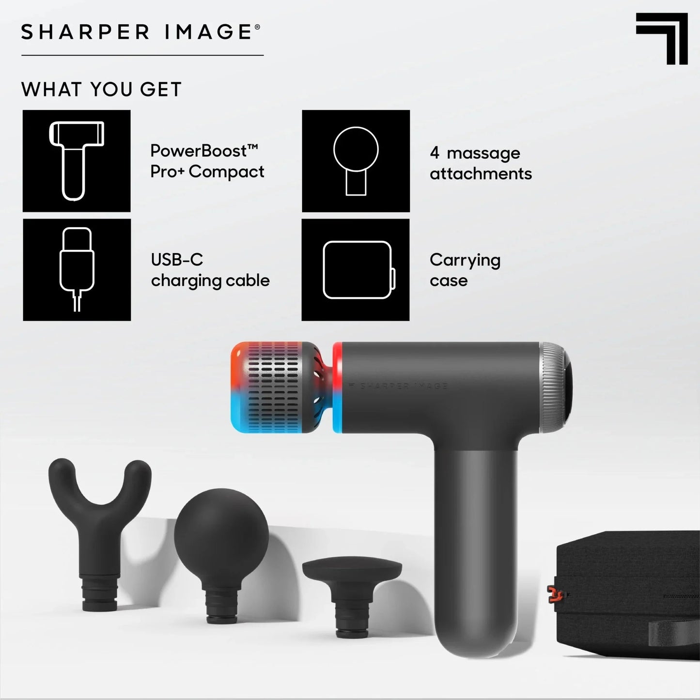 Sharper Image Powerboost Pro+ Hot Cold Percussion Massager 6 Speed 4 Heads - PREMA TIME - Prema Time