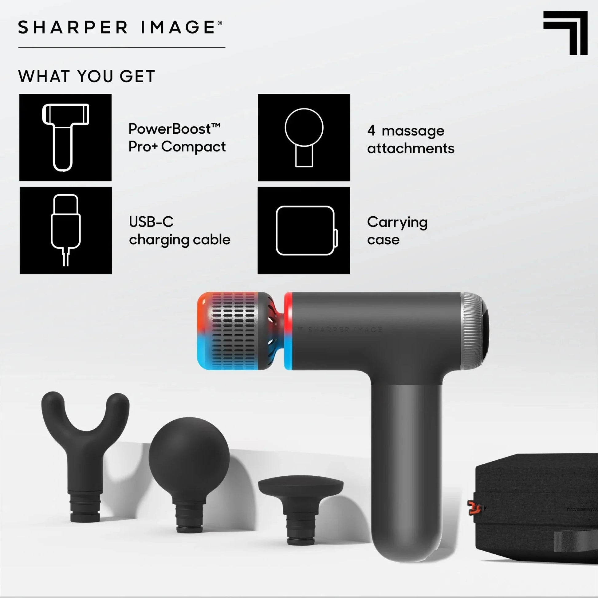 Sharper Image Powerboost Pro+ Hot Cold Percussion Massager 6 Speed 4 Heads - PREMA TIME - Prema Time