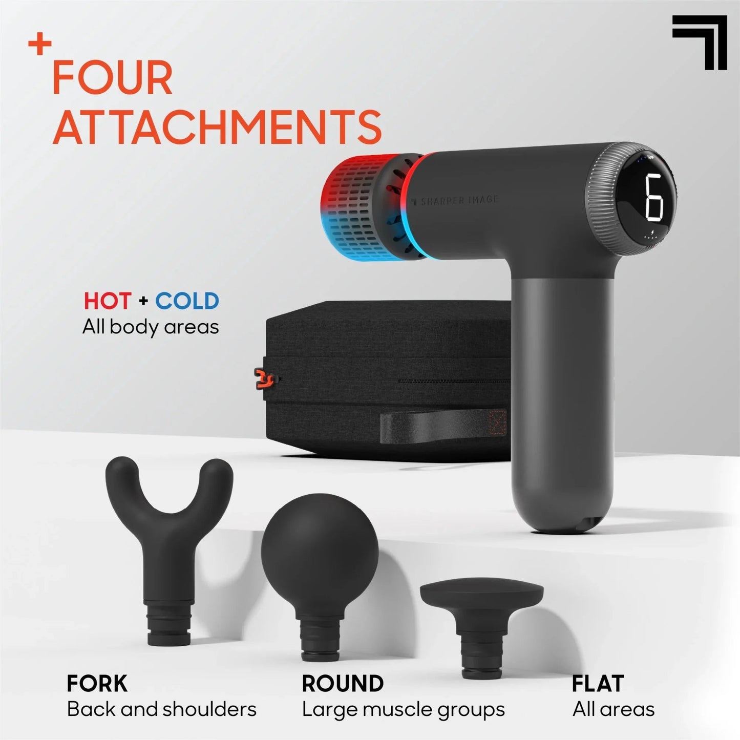 Sharper Image Powerboost Pro+ Hot Cold Percussion Massager 6 Speed 4 Heads - PREMA TIME - Prema Time