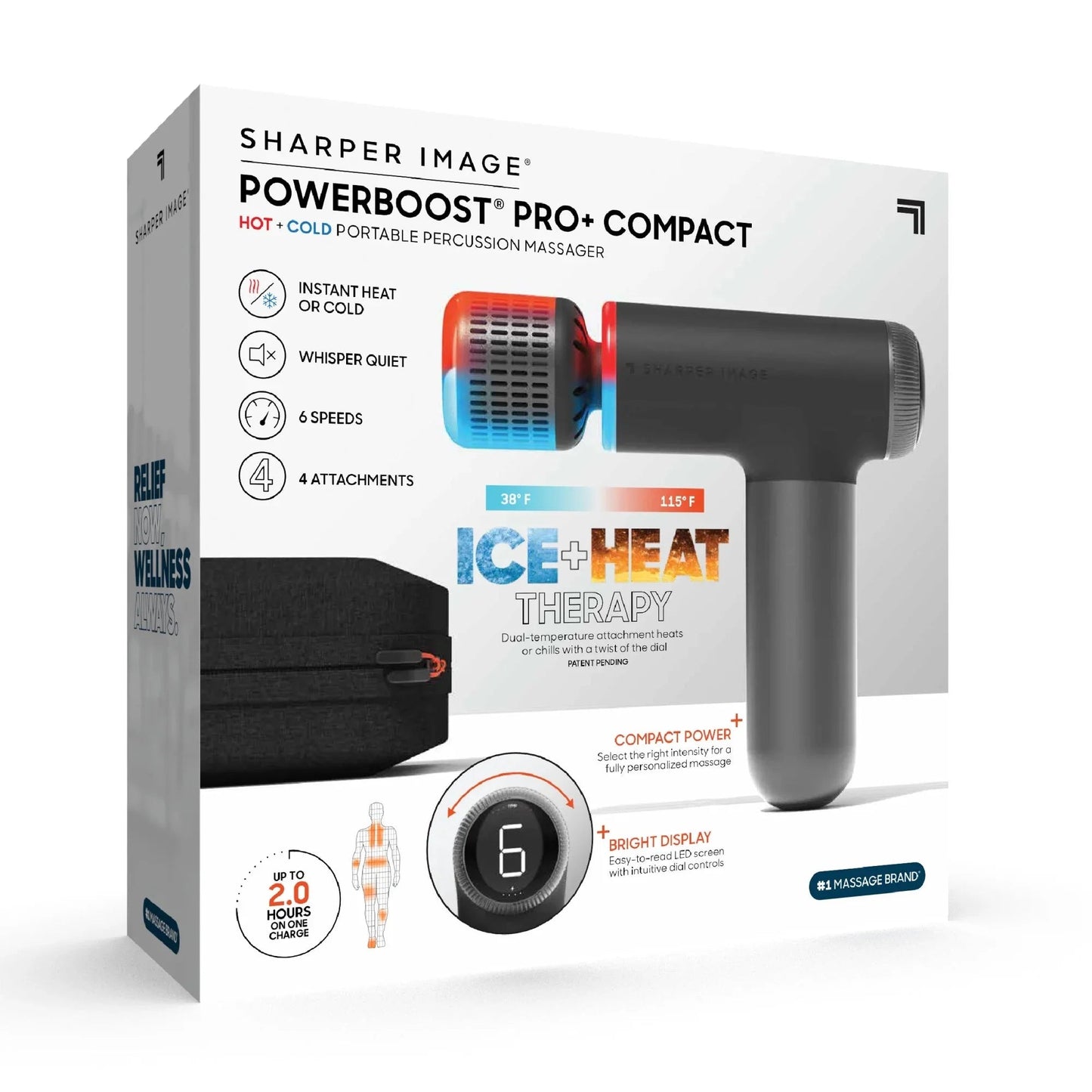 Sharper Image Powerboost Pro+ Hot Cold Percussion Massager 6 Speed 4 Heads - PREMA TIME - Prema Time