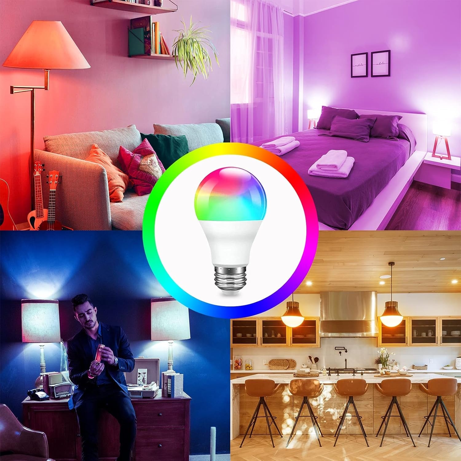 Smart LED Bulbs RGBCW WiFi Multicolor LED 6 - Pack A19 E26 9W Alexa Google Compatible - PREMA TIME - Prema Time
