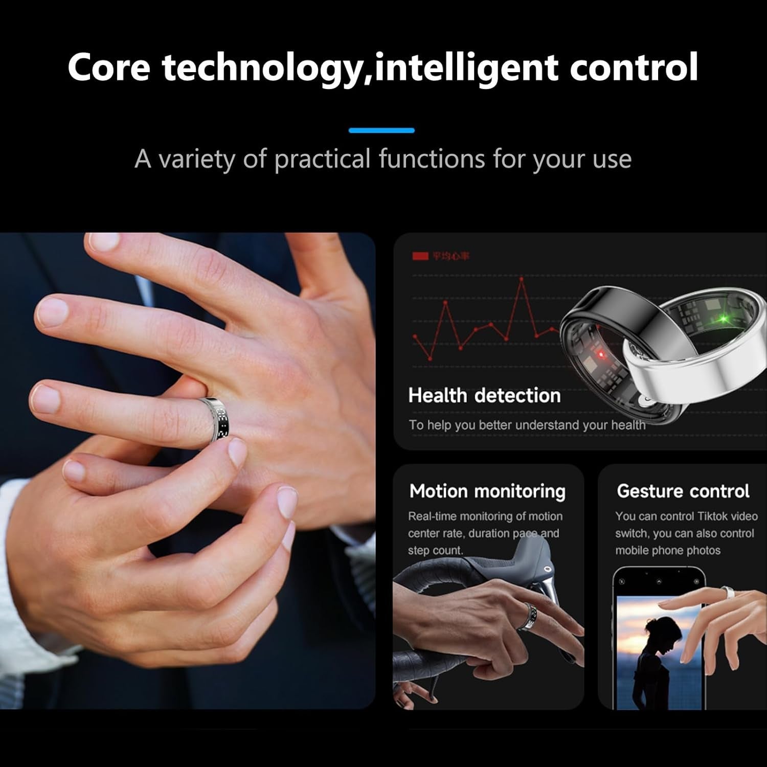 Smart Ring Fitness Tracker IP68 Waterproof Health Monitor Bluetooth App - PREMA TIME - Prema Time