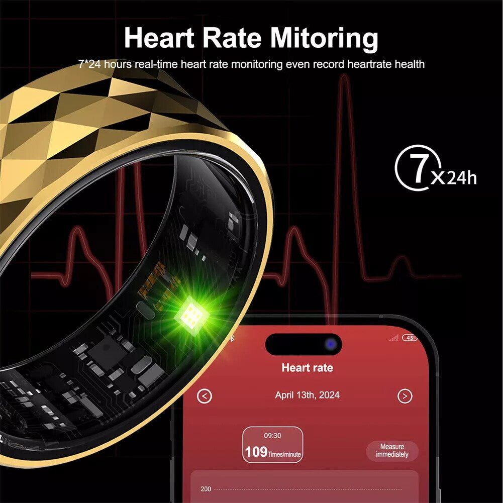 Smart Ring Health Waterproof IP68 Finger Ring Monitor Heart Rate Fitness Tracker - Prema Time
