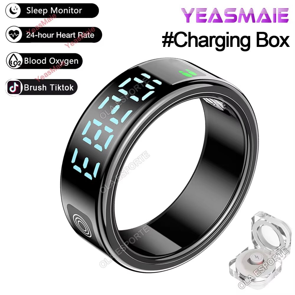 Smart Ring LED Touch Display Gesture Swipe Heart Rate Monitor 5ATM Waterproof - PREMA TIME - Prema Time