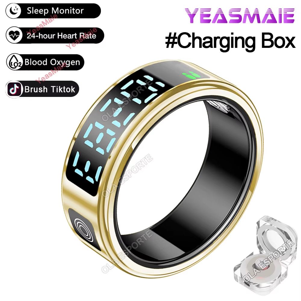 Smart Ring LED Touch Display Gesture Swipe Heart Rate Monitor 5ATM Waterproof - PREMA TIME - Prema Time