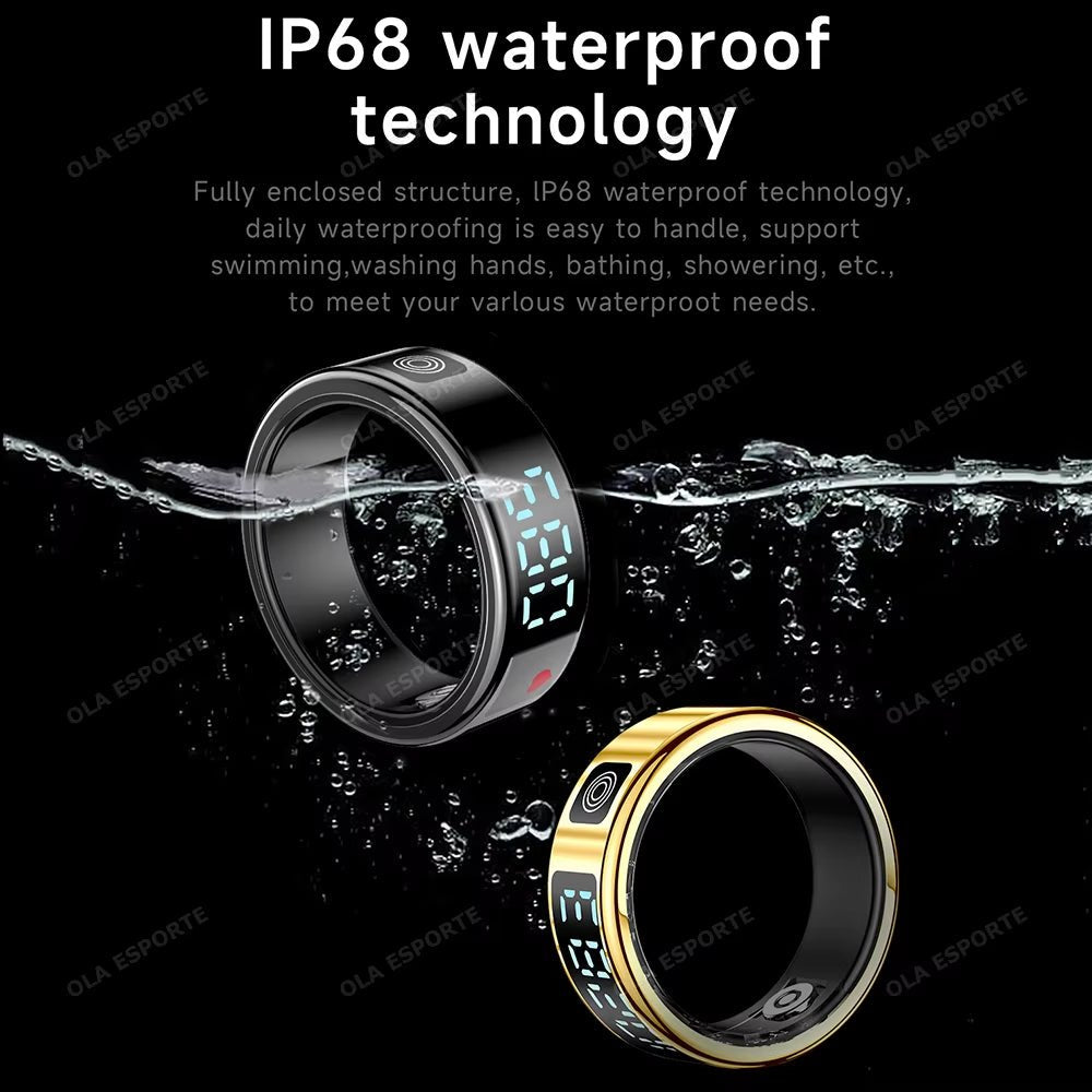 Smart Ring LED Touch Display Gesture Swipe Heart Rate Monitor 5ATM Waterproof - PREMA TIME - Prema Time