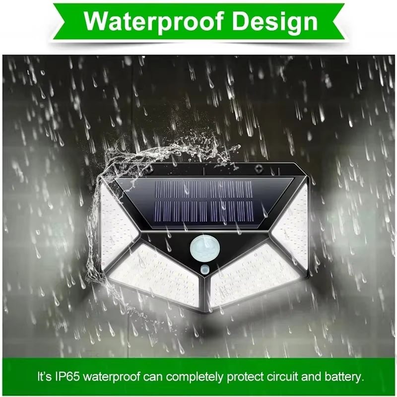 100 LED Solar Wall Lamp Outdoor Light with Motion Sensor - Waterproof - Prema Time