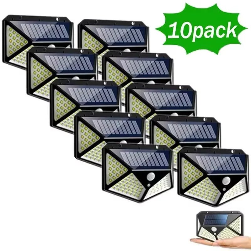 100 LED Solar Wall Lamp Outdoor Light with Motion Sensor - Waterproof - Prema Time