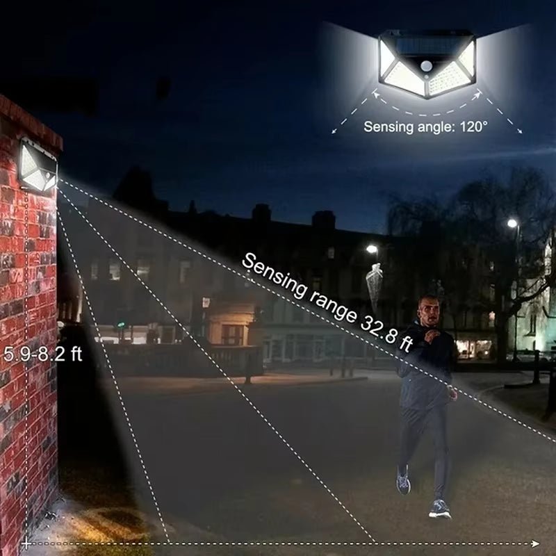 100 LED Solar Wall Lamp Outdoor Light with Motion Sensor - Waterproof - Prema Time