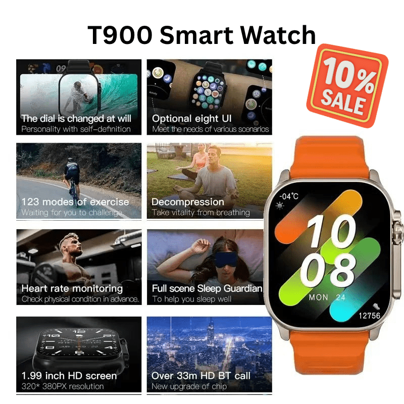 T900Ultra Smartwatch Bluetooth Talk Heart Rate Monitor Sports Watch Android iOS - PREMA TIME - Prema Time