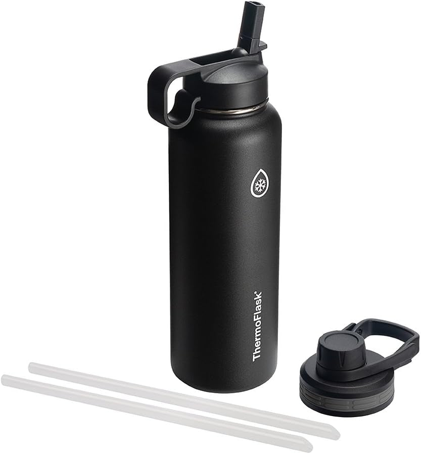 Thermoflask 18 Oz Double Wall Vacuum Insulated Stainless Steel Water Bottle Spout Straw Lids - PREMA TIME - Prema Time