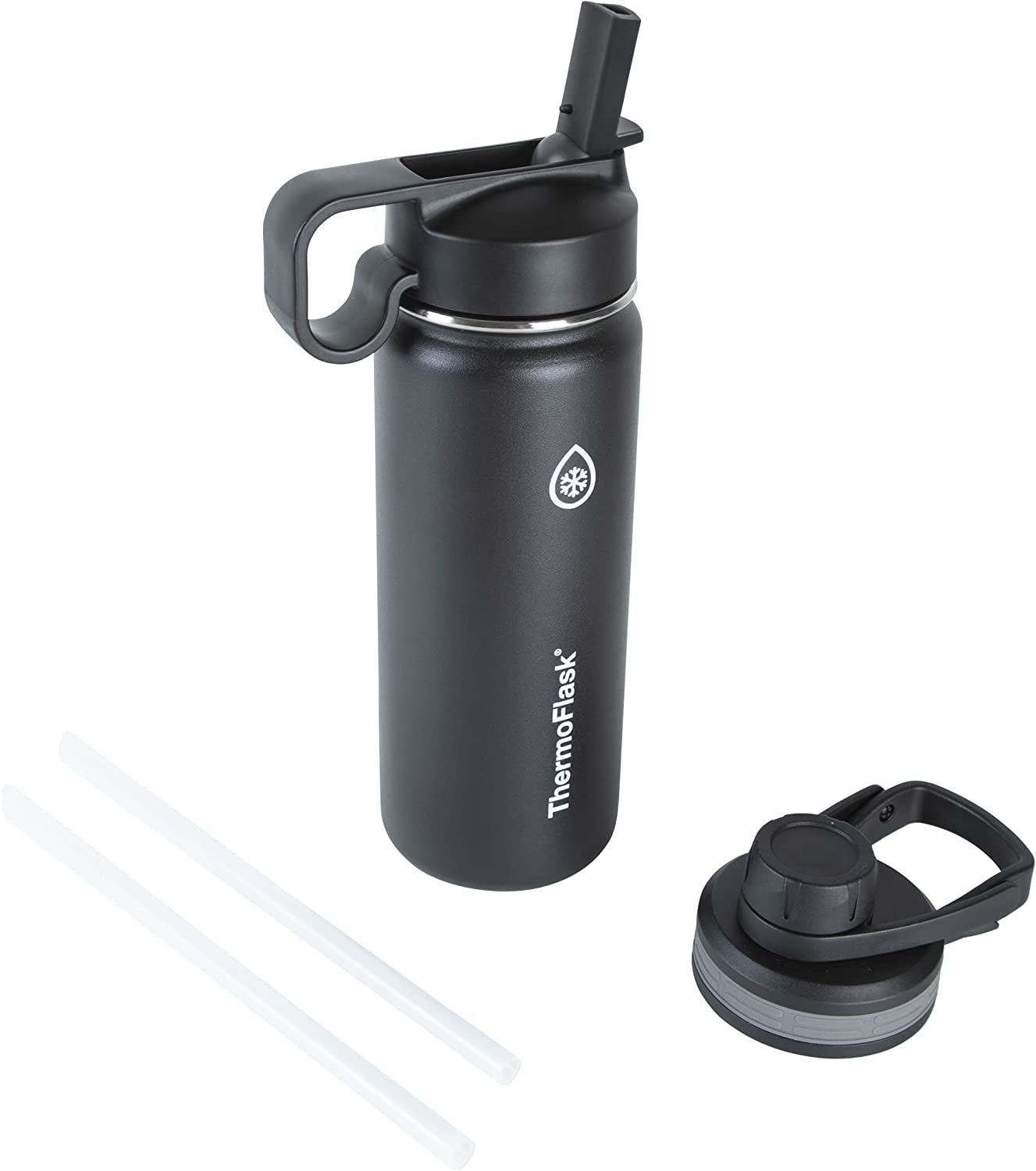 Thermoflask 18 Oz Double Wall Vacuum Insulated Stainless Steel Water Bottle Spout Straw Lids - PREMA TIME - Prema Time